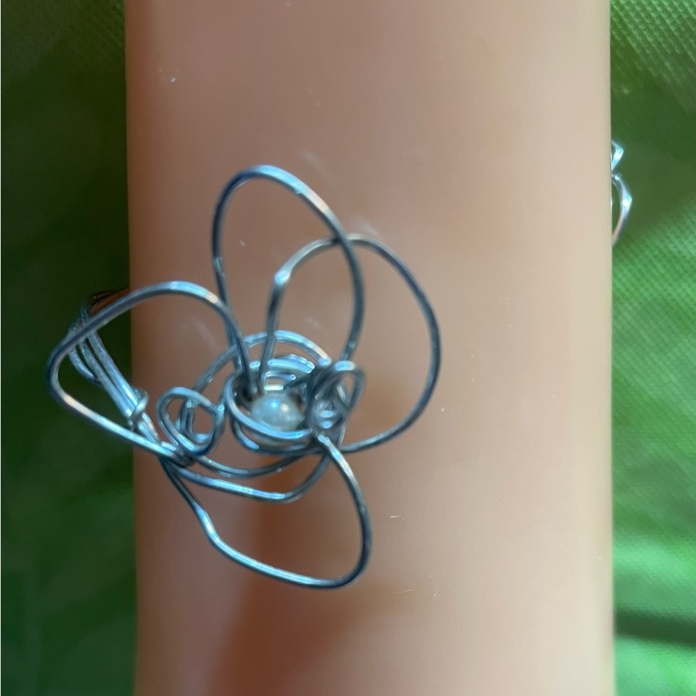 Open faced cuff flower power bracelet